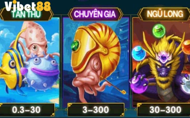 Đa dạng sảnh game trong trò chơi Ngũ Long bắn cá 